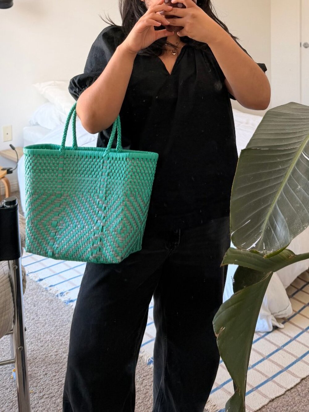 Turquoise Mexican Mercado Tote Bag